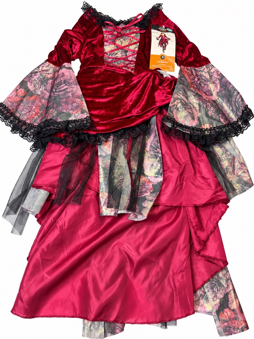 Hyde & Eek Boutique Kids Pirate Costume Dress Girls Small S Red Velvet Halloween